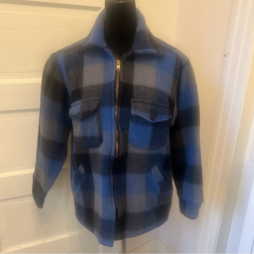 Vintage Melton Wool Blend Plaid Hunting Grunge Outdoors Jacket USA Fall Cosy